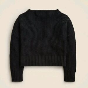 NWT J.Crew Women's Ribbed Funnelneck Sweater Sz M $98 Black